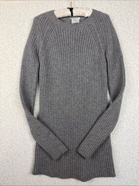 Givenchy Paris Gray Ribbed Crewneck Sweater Knit Wool Size XS Warm Women